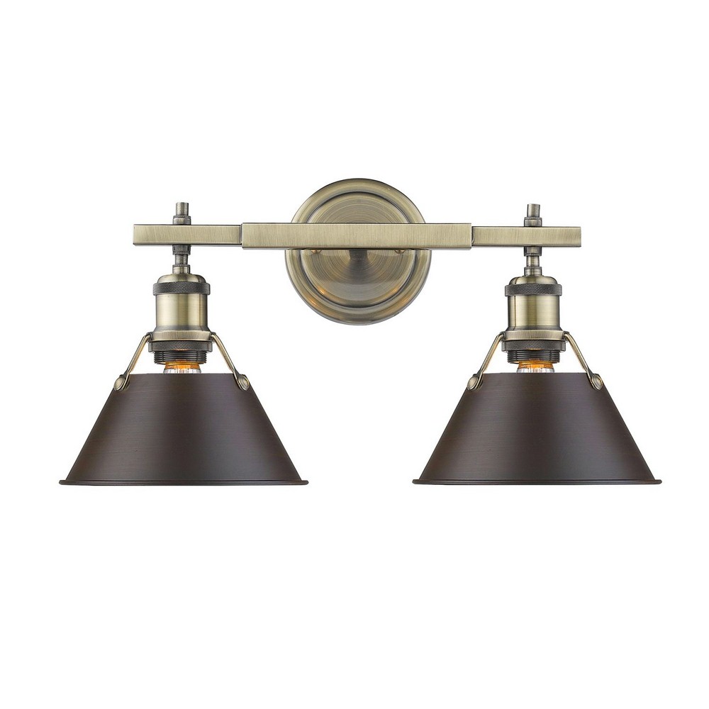 Golden Lighting-3306-BA2 AB-RBZ-Orwell - 2 Light Bath Vanity in Vintage style - 10 Inches high by 18.25 Inches wide Aged Brass Rubbed Bronze Matte Black Finish